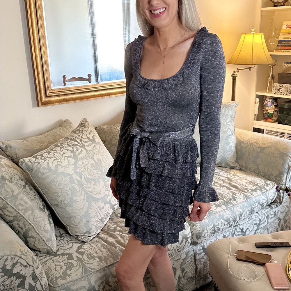 NWOT Stunning BCBG Max Azria silver dress.